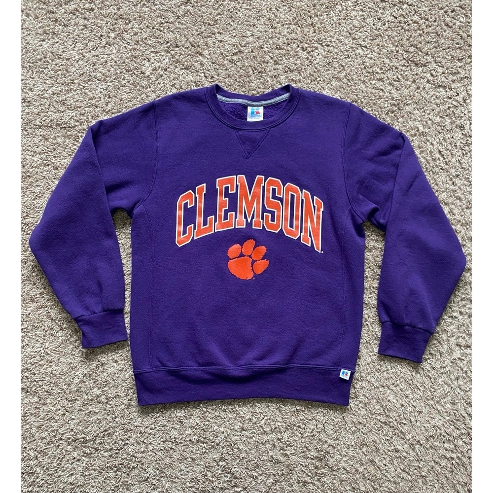 Vintage 90's Russell Athletic Clemson Tigers Crewneck Sweatshirt Men Size SMALL